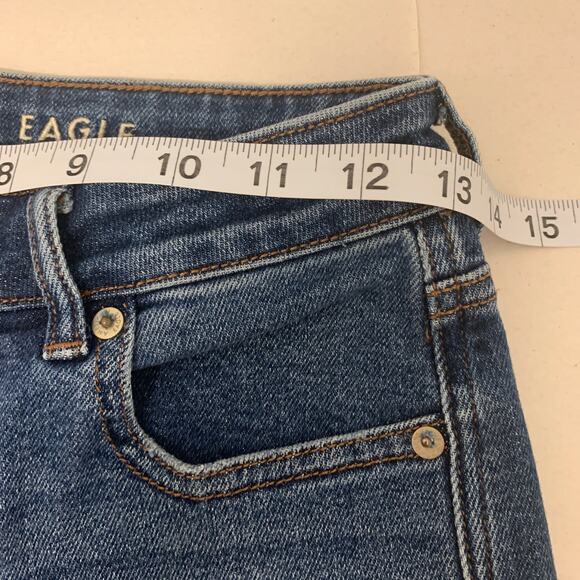 American Eagle Jeans Women 0 Blue Medium Wash Denim Stretch Mom Distressed - Picture 8 of 10